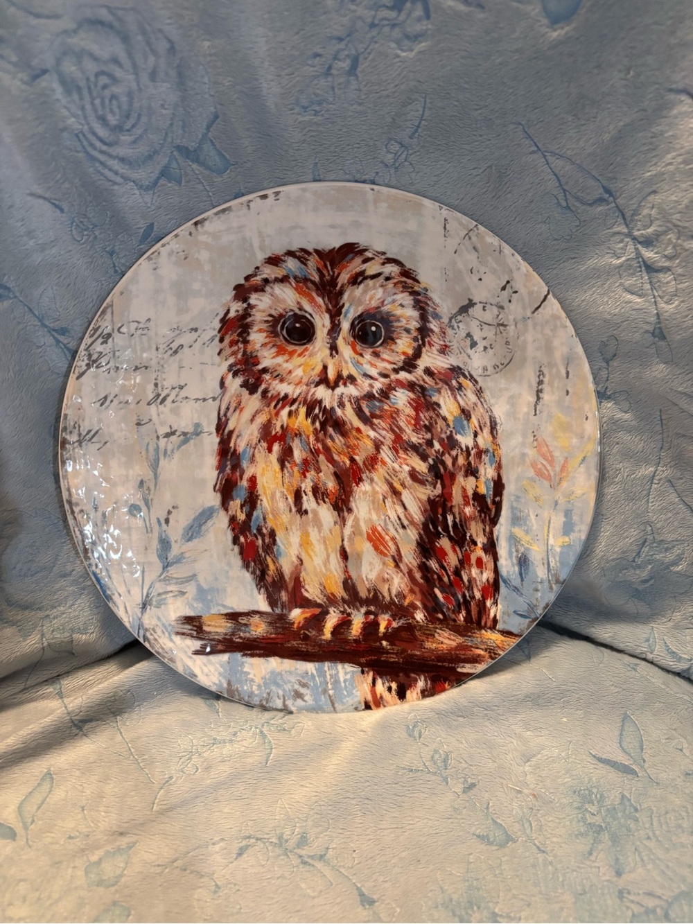 Pier 1 Multicolor Owl Wall Plate in Brown and Cream Accents